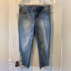 Inc crop stretch jeans, straight leg, regular fit , 8, white trim